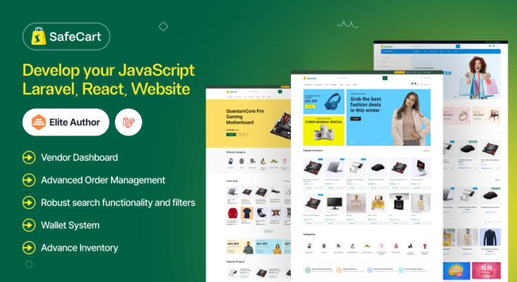 Desarrollaremos un hermoso sitio web para usted con JavaScript, React, Laravel